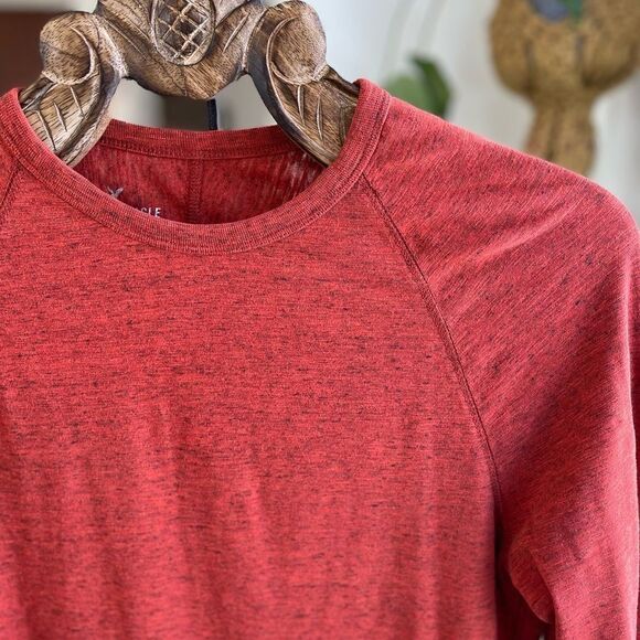 American Eagle Active Flex Burnt Orange Pumpkin Heather Long Sleeve Tshirt XS M - Picture 8 of 8